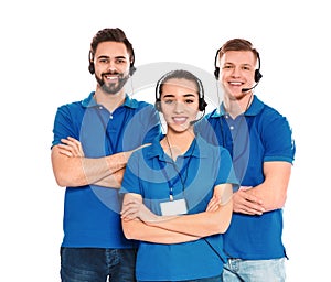 Technical support operators with headsets isolated