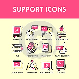 Technical support and service icon set