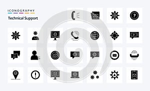 25 Technical Support Solid Glyph icon pack