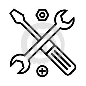Technical support symbol. Tools outline icon