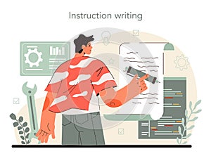 Technical writer concept. User manual tutorial writing. Guidebook photo