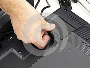 Technician Connects Computer photo