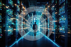 IT technician at Data center or server room. Generative AI