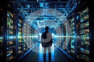 IT technician at Data center or server room. Generative AI