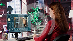 Technician employs AI chatbot on pc monitor and executing programming code