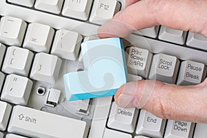 Technician fixing computer keyboard