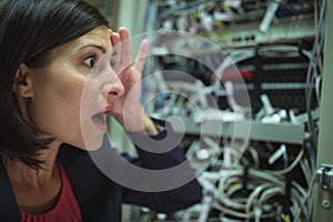 Technician getting stressed over server maintenance