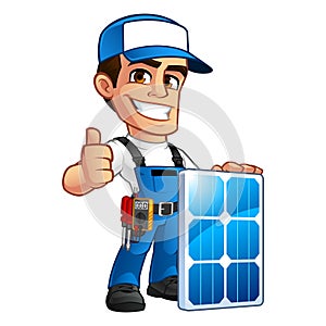 Technician installer of solar panels