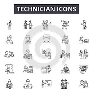 Technician line icons, signs, vector set, linear concept, outline illustration