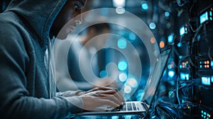 IT technician managing server network infrastructure