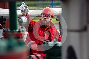 Technician in oil and gas refinery. Worker in Oil Refinery.