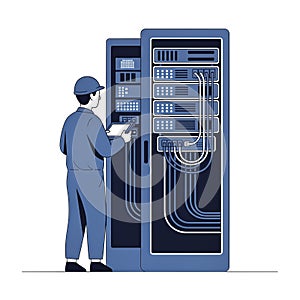 IT Technician Performing Server Rack Maintenance