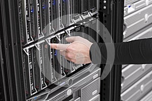 IT Technician Power on Blade Server in Data Center