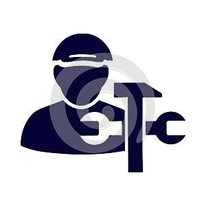 technician, repairman, man, wrench, hammer, repairman icon