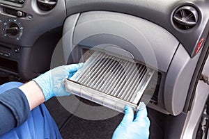 Dirty cabin air filter for car