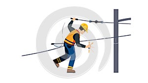 Technician Working on Electrical Power Lines, vector design Generative AI