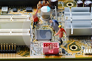 Technicians repair Central Processing Unit CPU