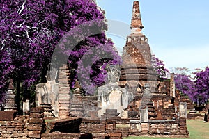 Technicolor old temple ancient wat in kamphaeng phet