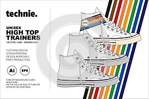 Technie High Top Trainers Vector Flat Template