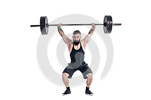 The technique of doing an exercise of deadlift with a barbell of