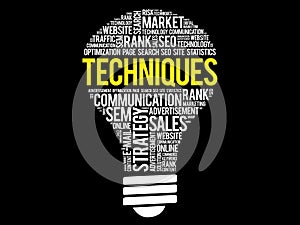 Techniques bulb word cloud collage