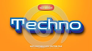 Techno 3D Text Effect, Editable Text Effect