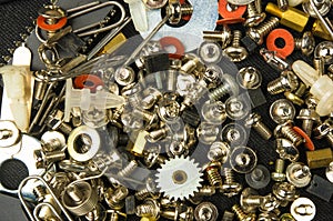 various screws, bolts, washers, nuts and other computer small fasteners