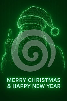 Techno Christmas Theme with Glowing Santa Design