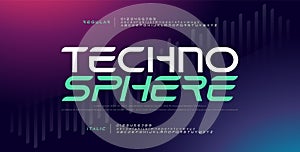 Techno digital modern alphabet fonts. Typography electronic technology music future creative font regular and italic design