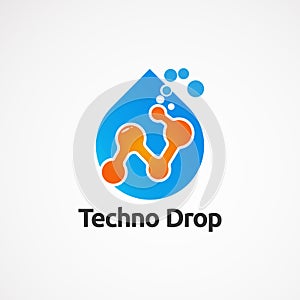 Techno drop with bubble logo vector, icon, element, and template for company