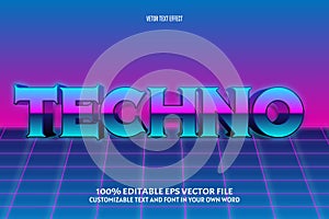 Techno editable text effect 3 dimension emboss modern style