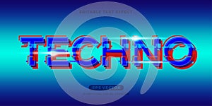 Techno editable text effect vector