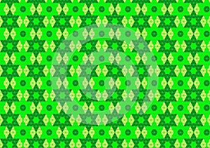 Techno Geometric Oriental Ornamental in Neon Green and Soft Yellow Colour Seamless Pattern Background Wallpaper