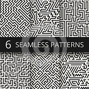 Techno graphic line seamless textures. Modern stripes fashion design backgrounds