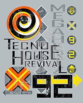 Techno House music poster