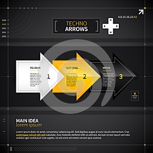 Techno layout with three arrows