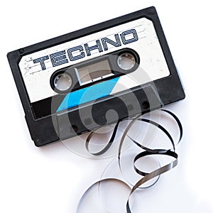 Techno music dance musical genres audio tape label