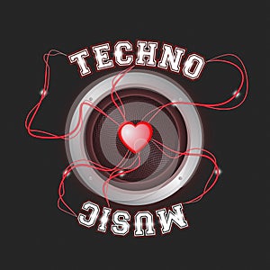 Techno music poster red