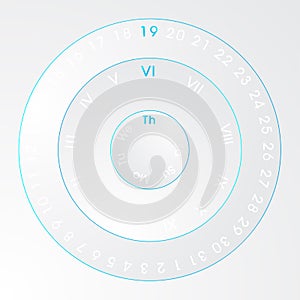 Techno neon universal circle calendar