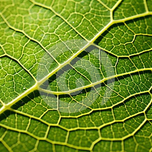 Techno-organic Fusion: Close-up Of Green Leaf Veins In Sustainable Design