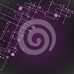 techno signs symbols purple color background