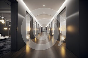 Techno style hallway interior in luxury house