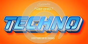 Techno text, 3d editable font effect