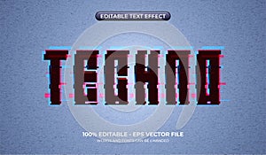 Techno text effect. Broken signal font effect. Editable glitch graphic styles. Datamoshing style