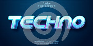 Techno text, neon style editable text effect
