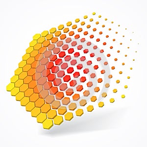 Technolgy theme with hexagons. 3d style vector illustration.