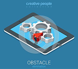 Technolofy business obstacle elimination flat 3d vector isometric