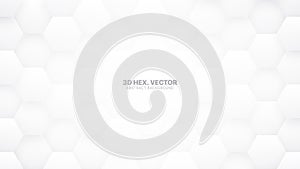 Technologic 3D Vector Hexagons White Abstract Background