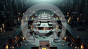 Technologic in Black and Gold Style Digital Background Selective Focus