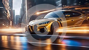technological abstract background with racing car, Modern car acceleration technologies, transport innovations,